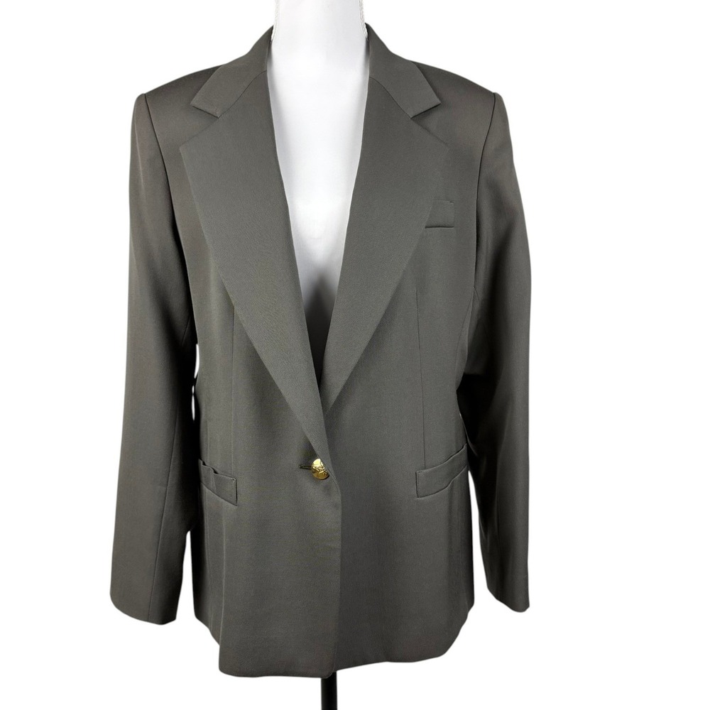 Austin Reed Worsted Wool Blazer Womens 10P Olive Green Gold Buttons Vintage